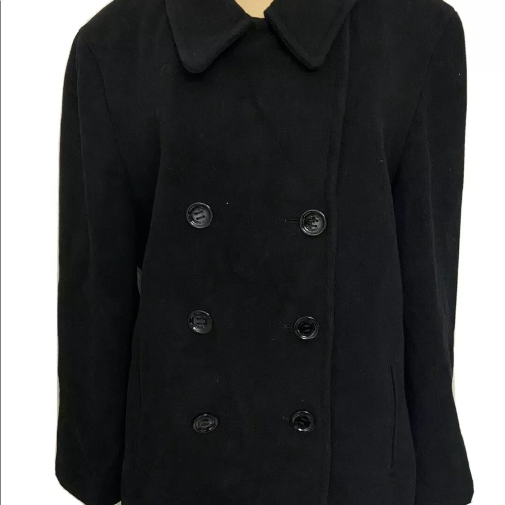 Calvin Klein Womens Black Pea Coat Sz18 Wool Blend